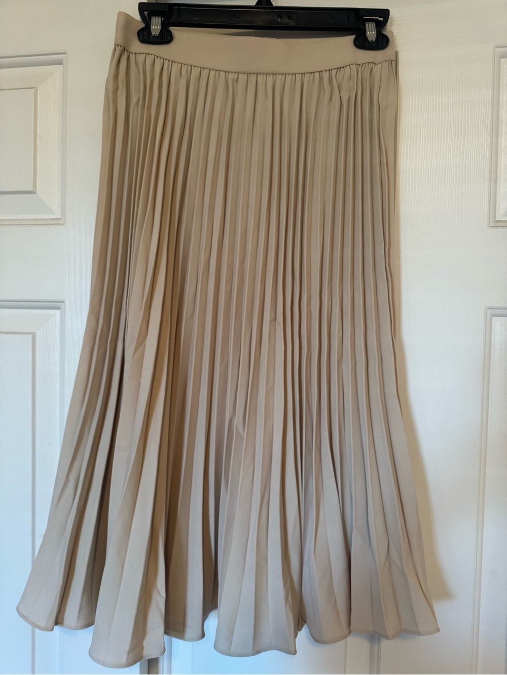 Grace Karin Beige Pleated Midi Skirt